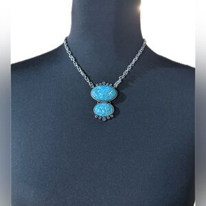 10” adjustable-Shyanne Turquoise Double Stone Necklace